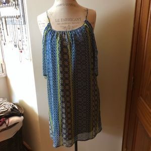Blue and yellow pattern dress